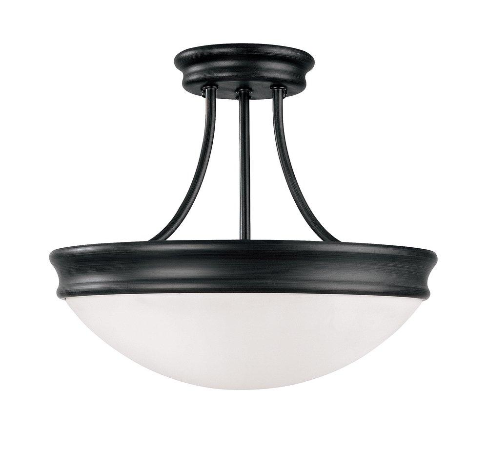 Capital Lighting Matte Black 60W 3-Light Medium Incandescent Semi-Flush Mount Ceiling Fixture 
