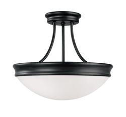 60W 3-Light Medium Incandescent Semi-Flush Mount Ceiling Fixture in Matte Black