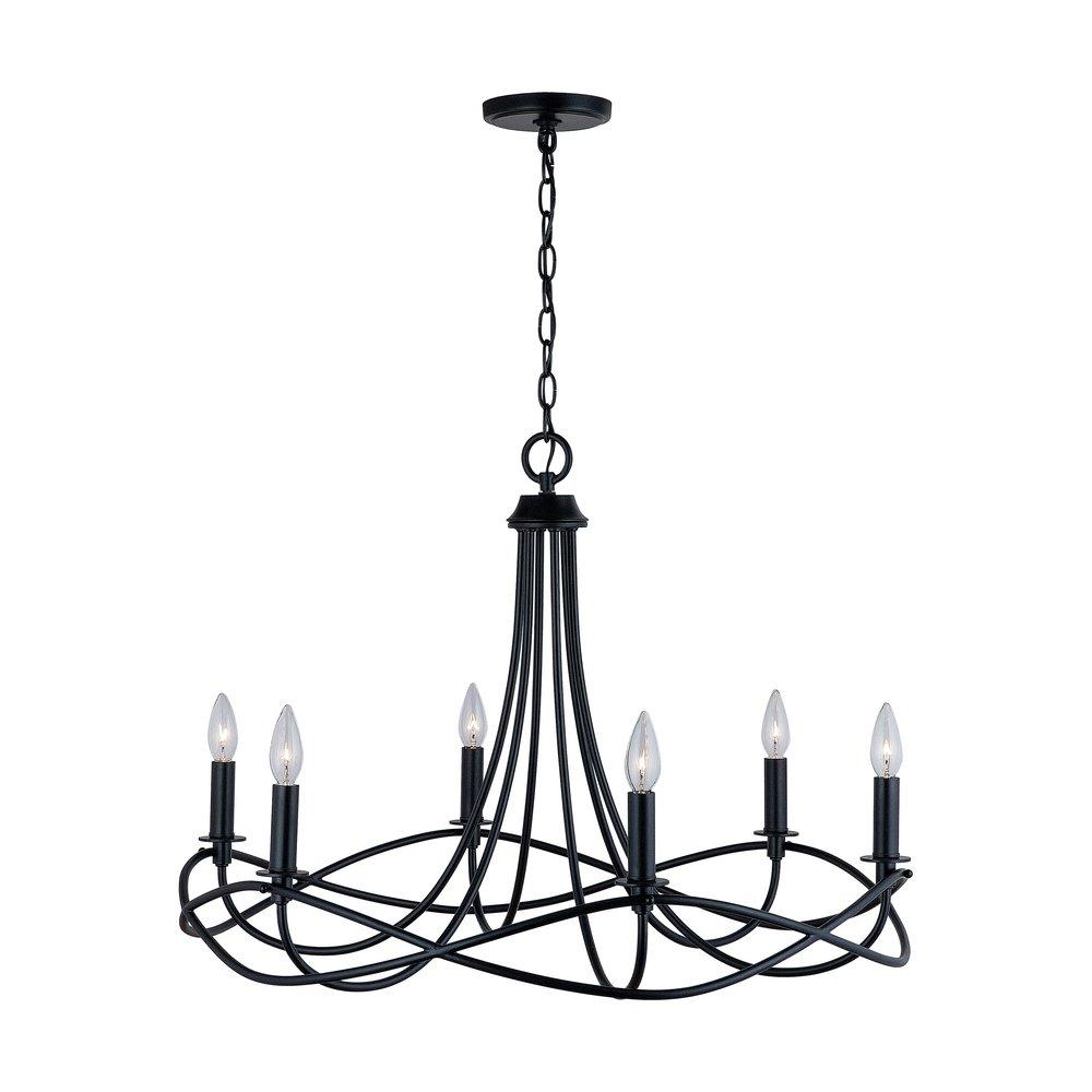 Capital Lighting Matte Black 60W 6-Light Candelabra E-12 Incandescent Chandelier 