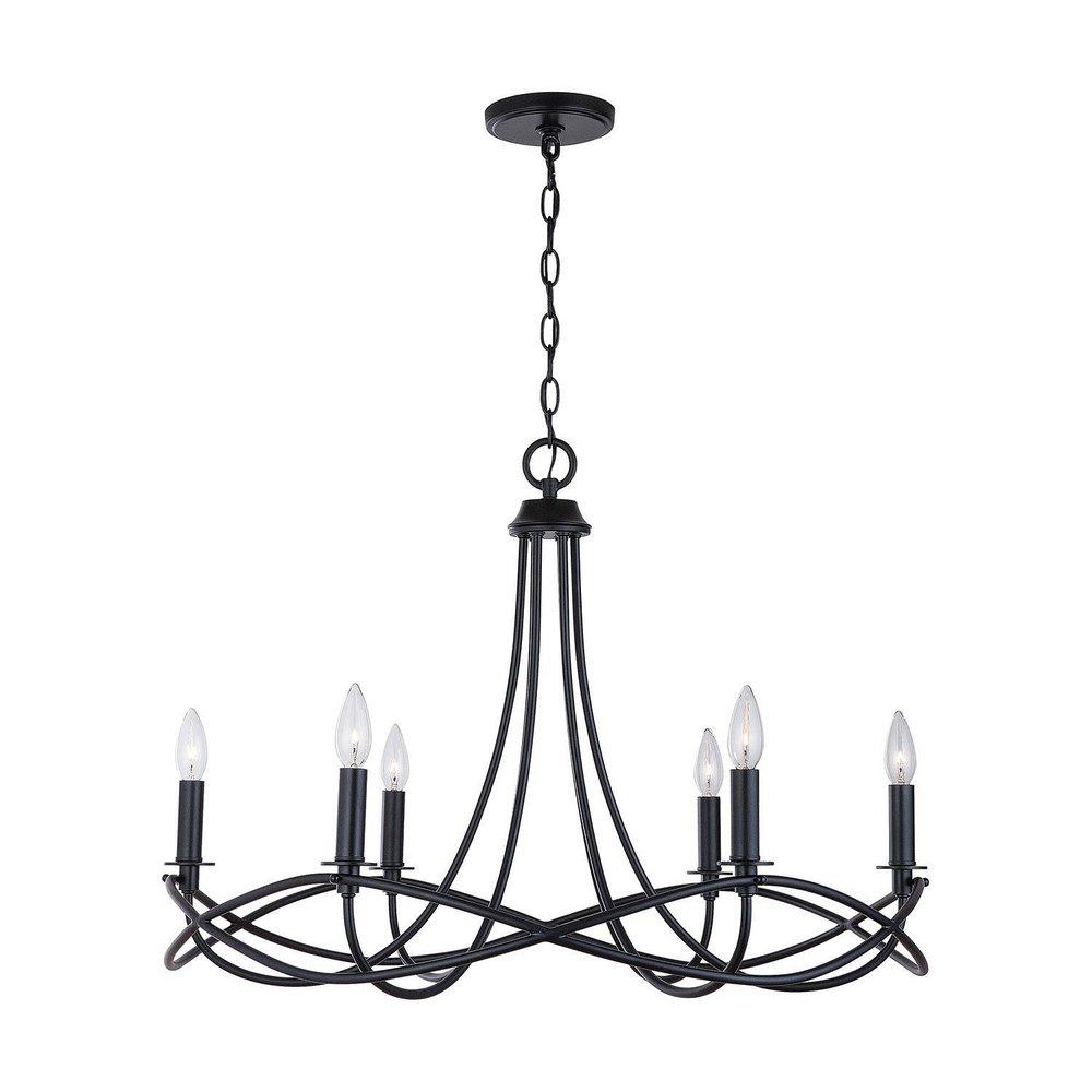 Capital Lighting Matte Black 60W 6-Light Candelabra E-12 Incandescent Chandelier 
