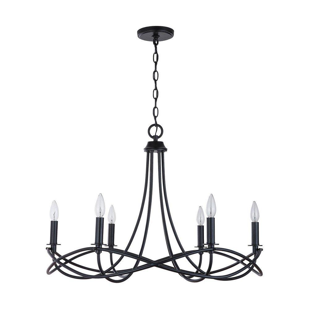 Capital Lighting Matte Black 60W 6-Light Candelabra E-12 Incandescent Chandelier 
