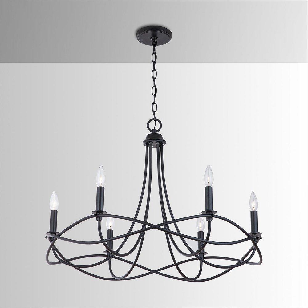 Capital Lighting Matte Black 60W 6-Light Candelabra E-12 Incandescent Chandelier 