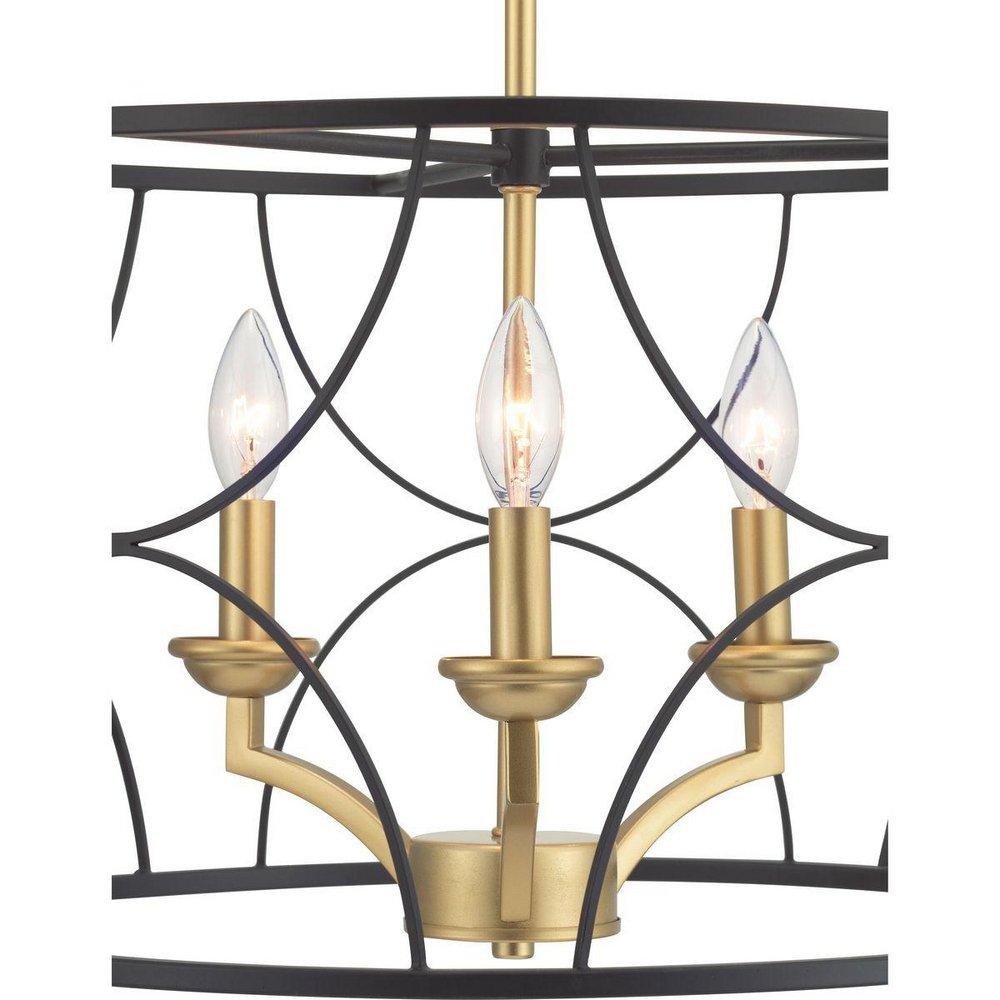 Progress Lighting Matte Black 3 Light 18-1/8 in. Chandelier 