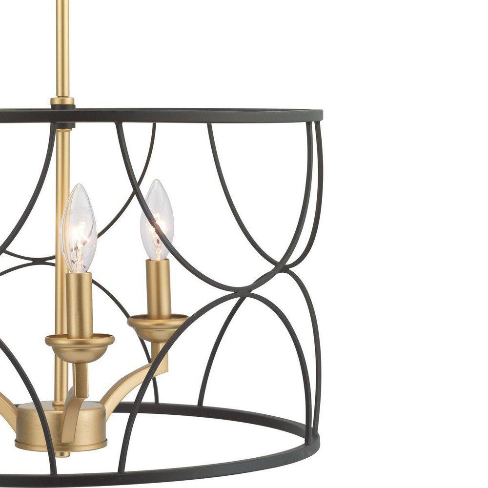 Progress Lighting Matte Black 3 Light 18-1/8 in. Chandelier 