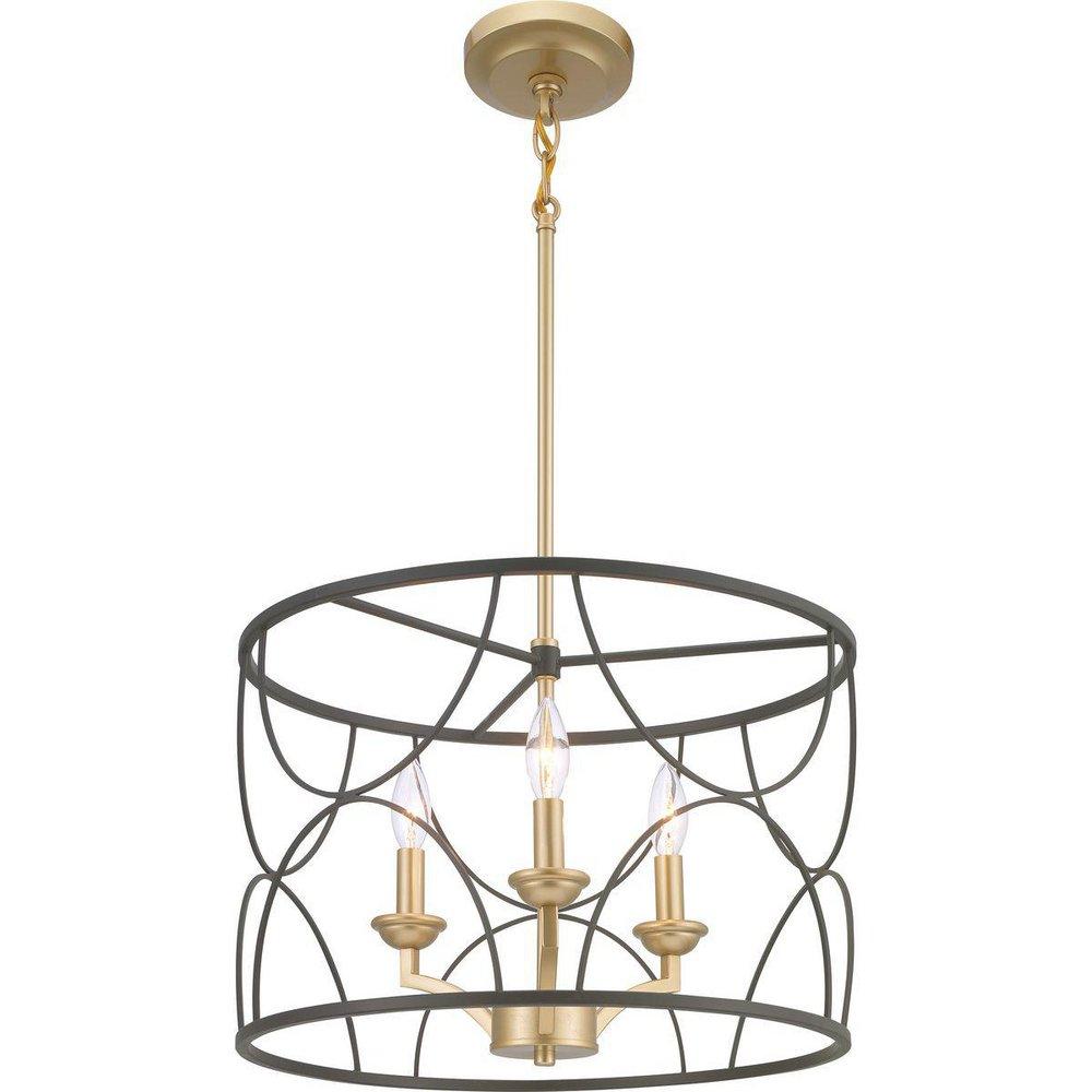 Progress Lighting Matte Black 3 Light 18-1/8 in. Chandelier 