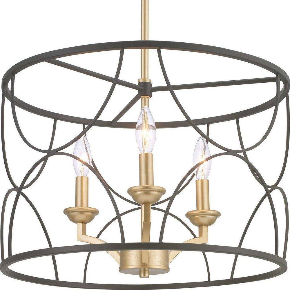 Progress Lighting Matte Black 3 Light 18-1/8 in. Chandelier 
