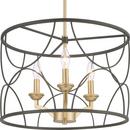 Progress Lighting Matte Black 3 Light 18-1/8 in. Chandelier 