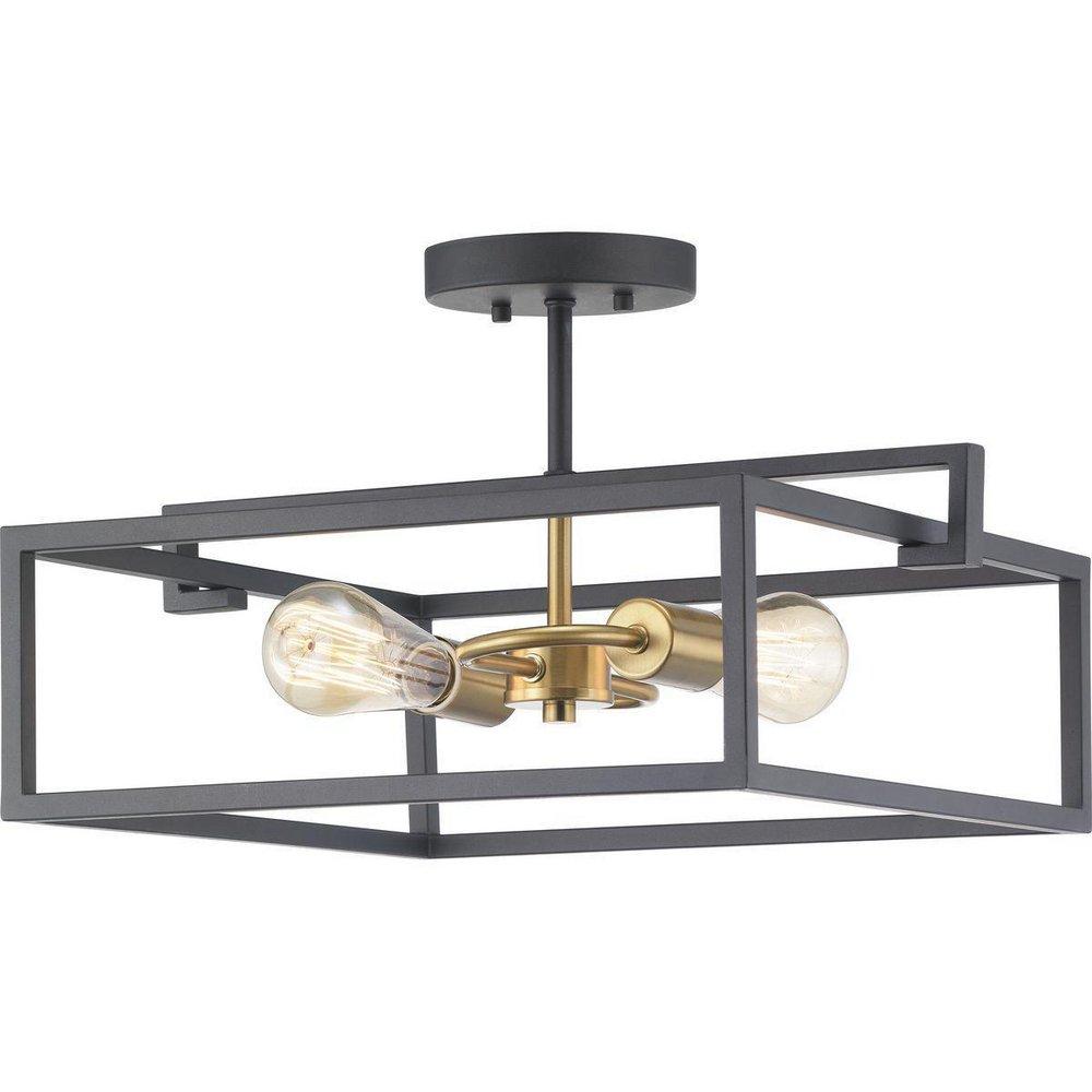 Progress Lighting Graphite 60W 2-Light Medium E-26 Incandescent Semi-Flush Mount Ceiling Fixture 