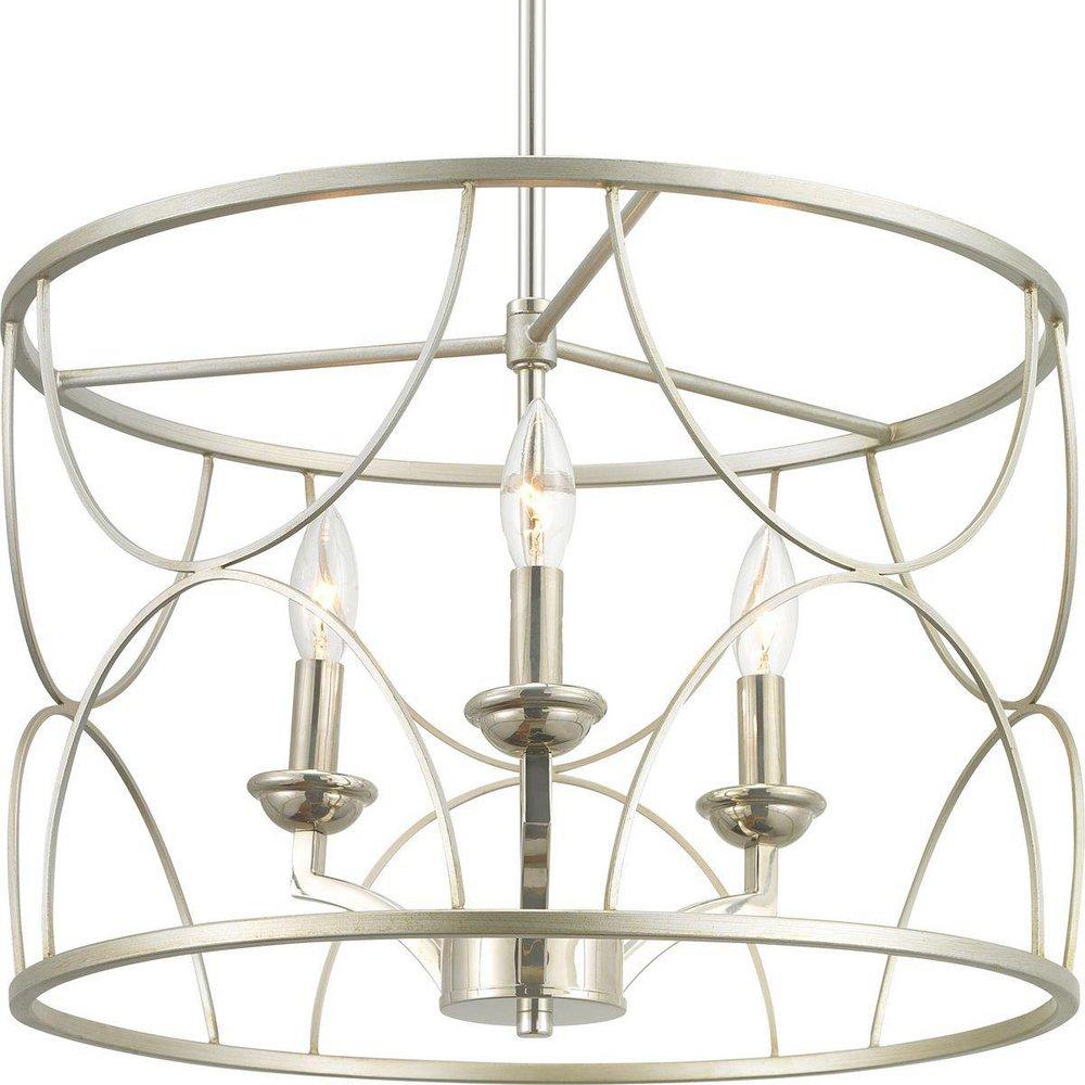 Progress Lighting Silver Ridge 18-1/8 in. 60W 3-Light Candelabra E-12 Incandescent Chandelier 