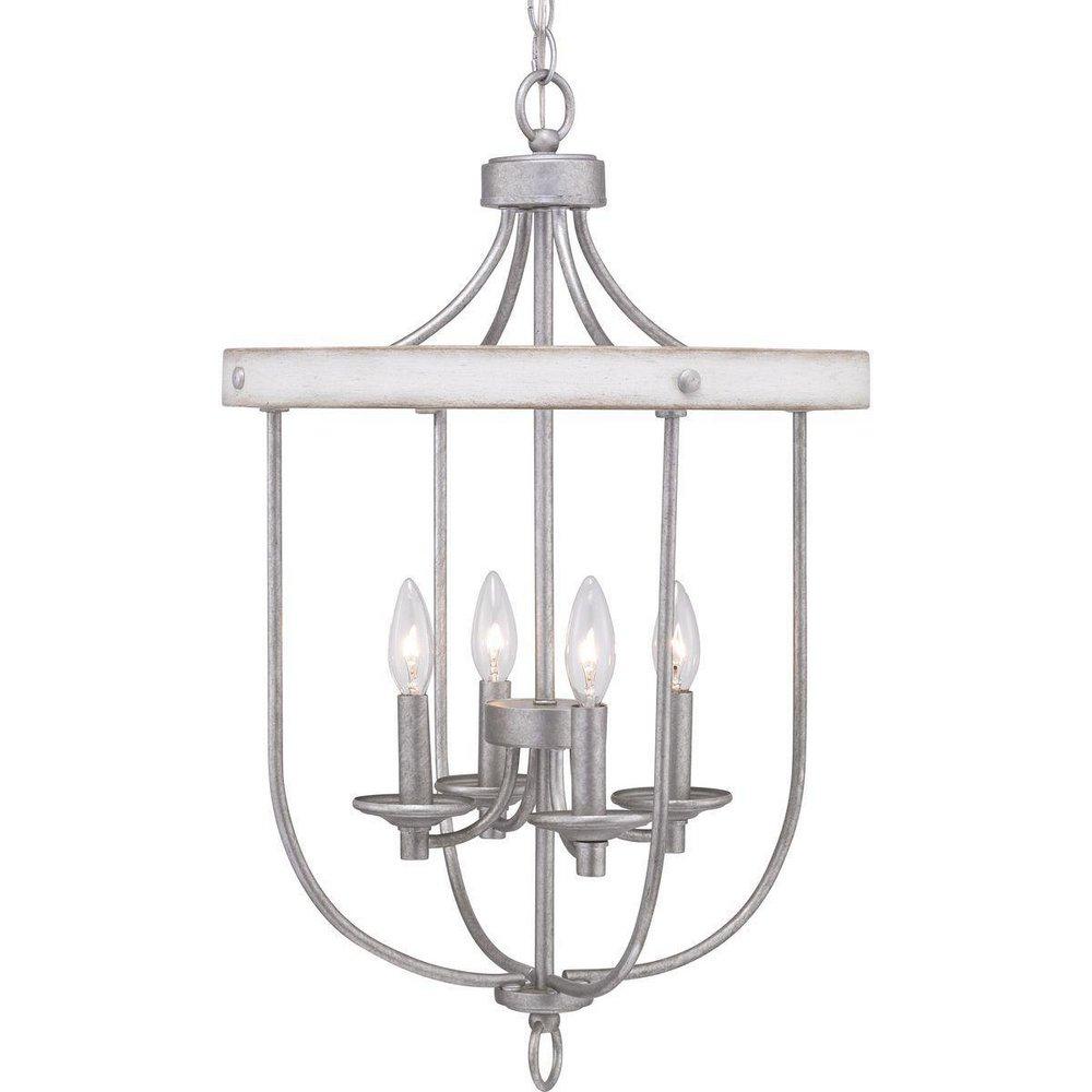 Progress Lighting Galvanized 60W 4-Light Candelabra E-12 Incandescent Foyer Light 