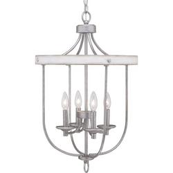 60W 4-Light Candelabra E-12 Incandescent Foyer Light in Galvanized