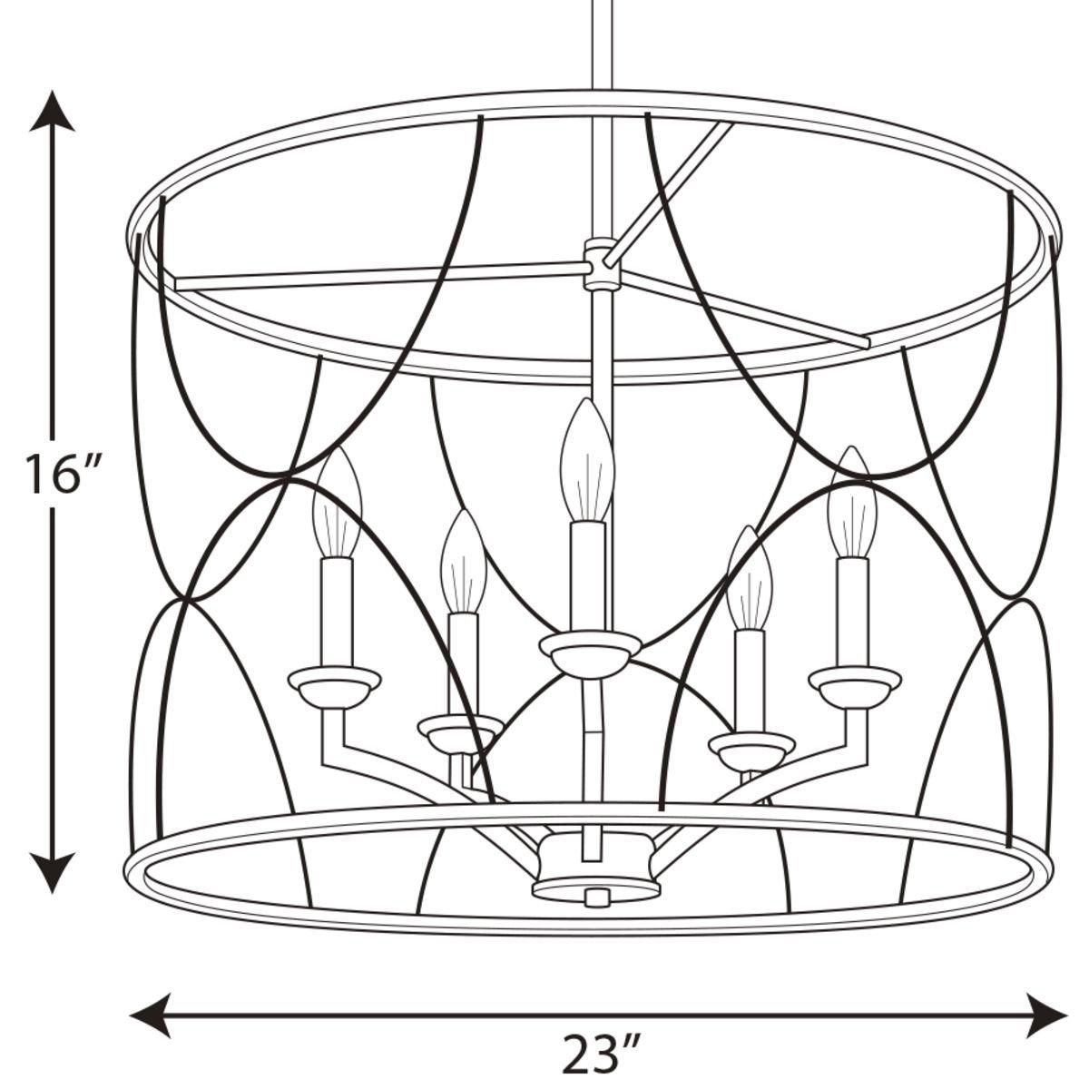 Progress Lighting Matte Black 5 Light 23 in. Chandelier 