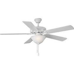 52 in. 5-Blade Ceiling Fan with Etched Light Kit in White