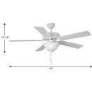52 in. 5-Blade Ceiling Fan with Etched Light Kit in White image number 0