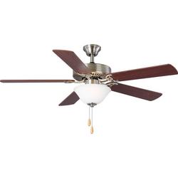 52 in. 5-Blade Ceiling Fan with Etched Light Kit in Brushed Nickel