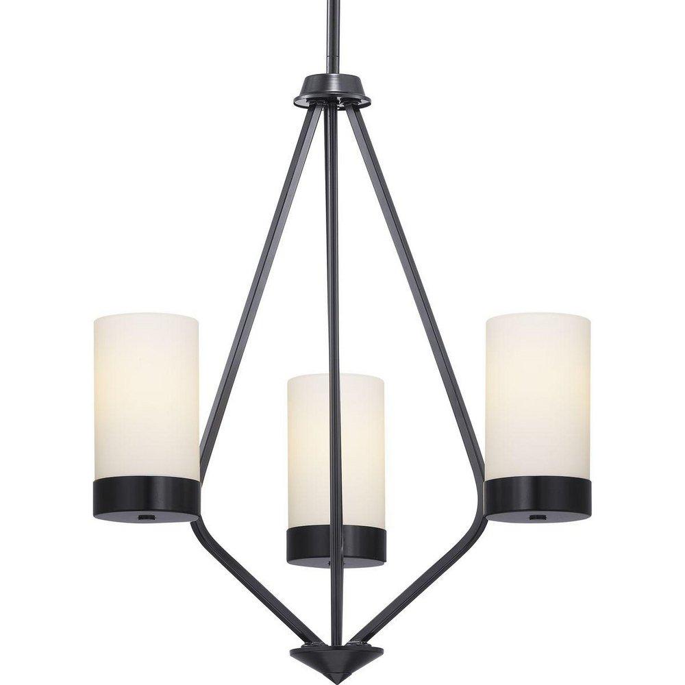 Progress Lighting Matte Black 3 Light 21-3/4 in. Chandelier 