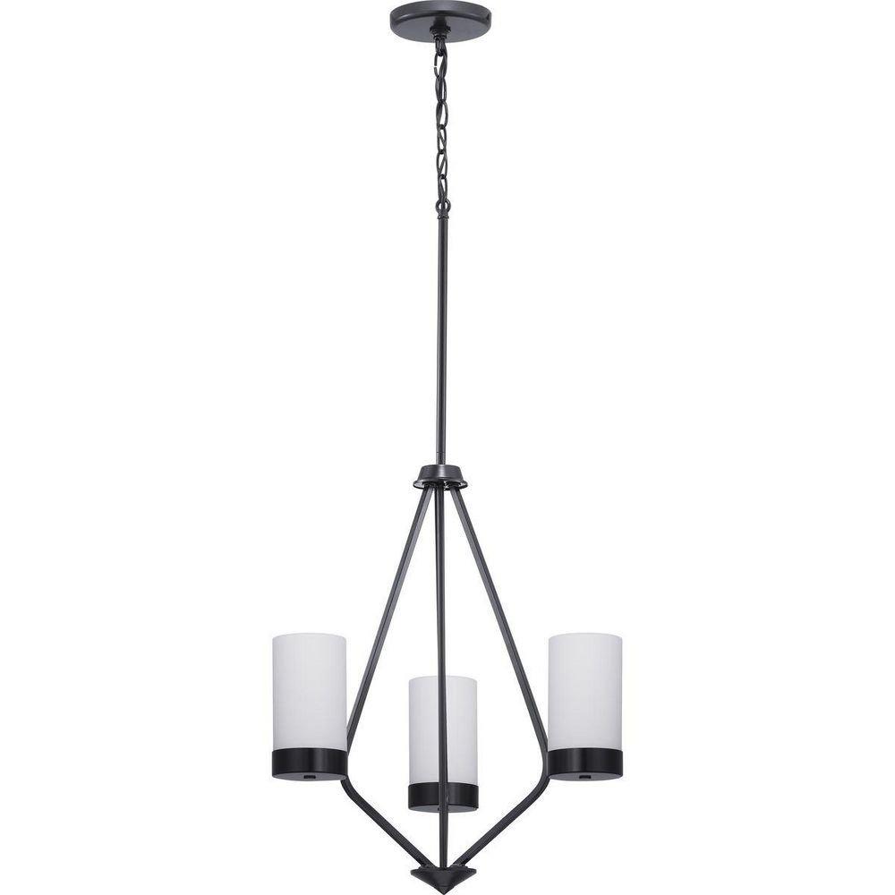Progress Lighting Matte Black 3 Light 21-3/4 in. Chandelier 