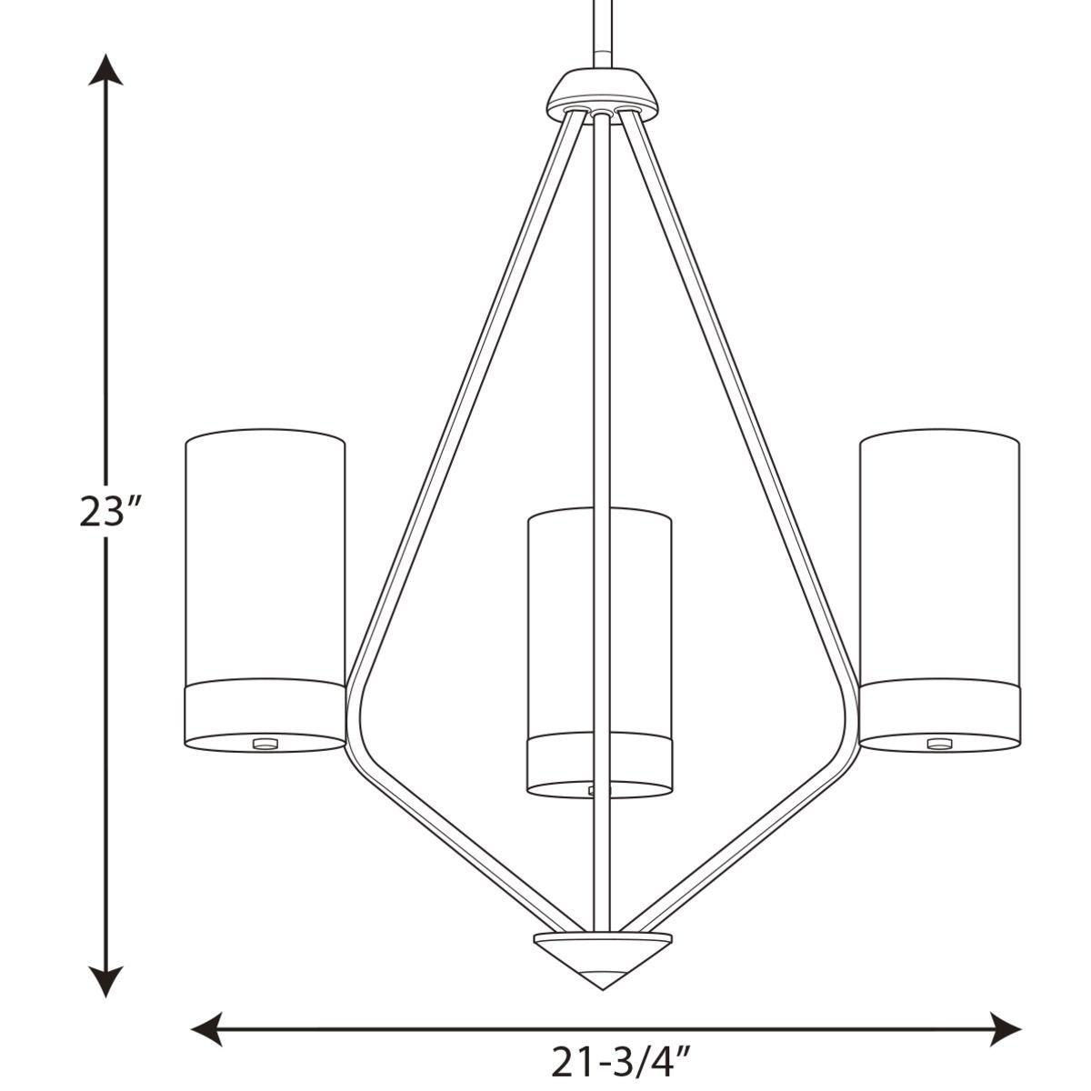 Progress Lighting Matte Black 3 Light 21-3/4 in. Chandelier 