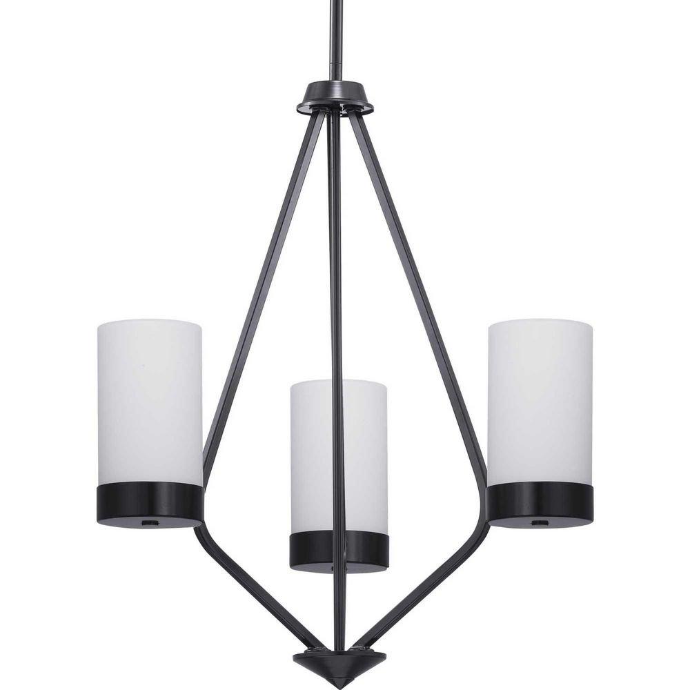 Progress Lighting Matte Black 3 Light 21-3/4 in. Chandelier 