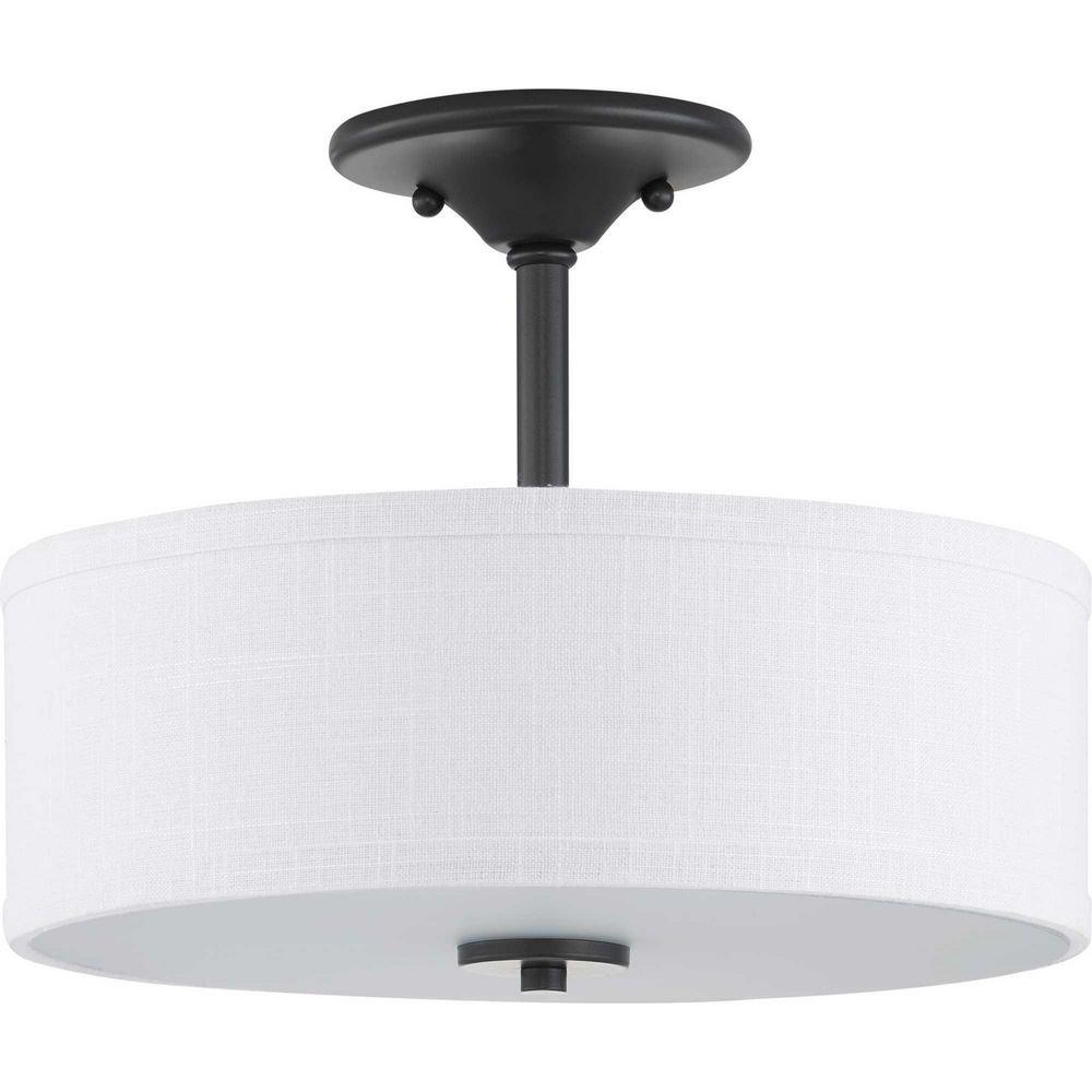 Progress Lighting Graphite 75W 2-Light Medium E-26 Incandescent Semi-Flush Mount Ceiling Fixture 