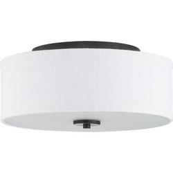 13 in. 60W 2-Light Medium E-26 Incandescent Flush Mount Ceiling Fixture in Graphite