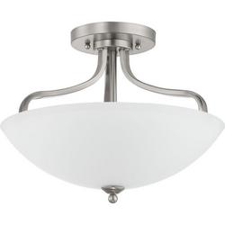 100W 3-Light Semi-Flush Mount Ceiling Fixture with Medium E-26 Base in Brushed Nickel