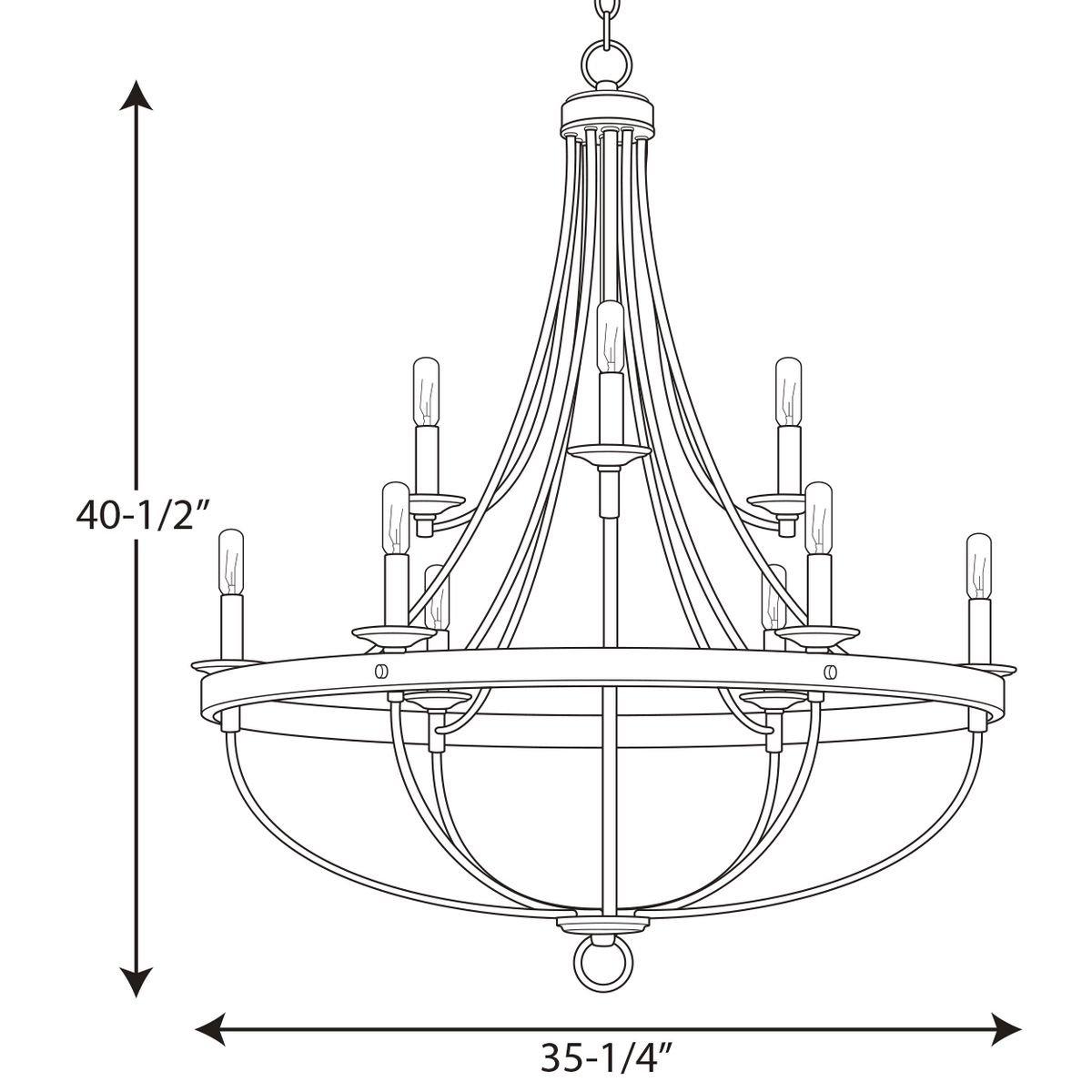 Progress Lighting Graphite 60W 9-Light Candelabra E-12 Incandescent Chandelier 