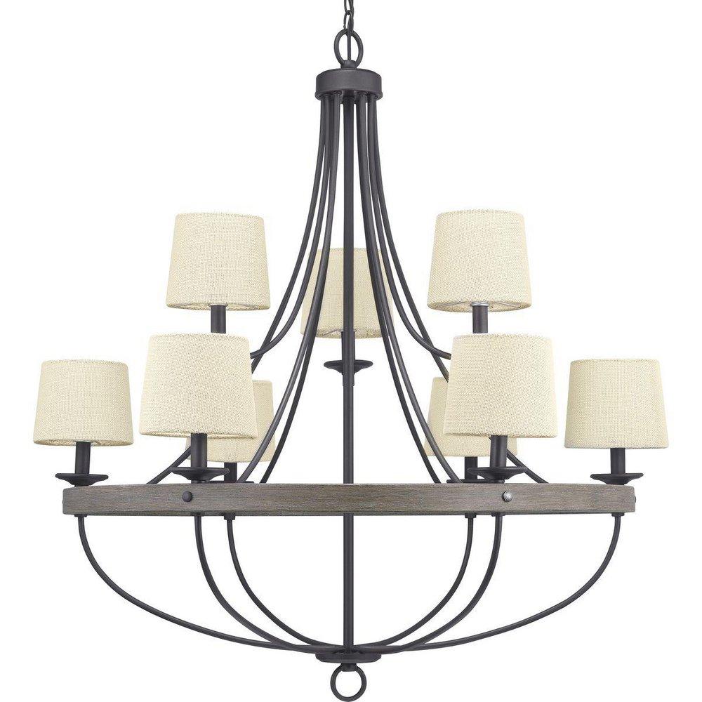 Progress Lighting Graphite 60W 9-Light Candelabra E-12 Incandescent Chandelier 