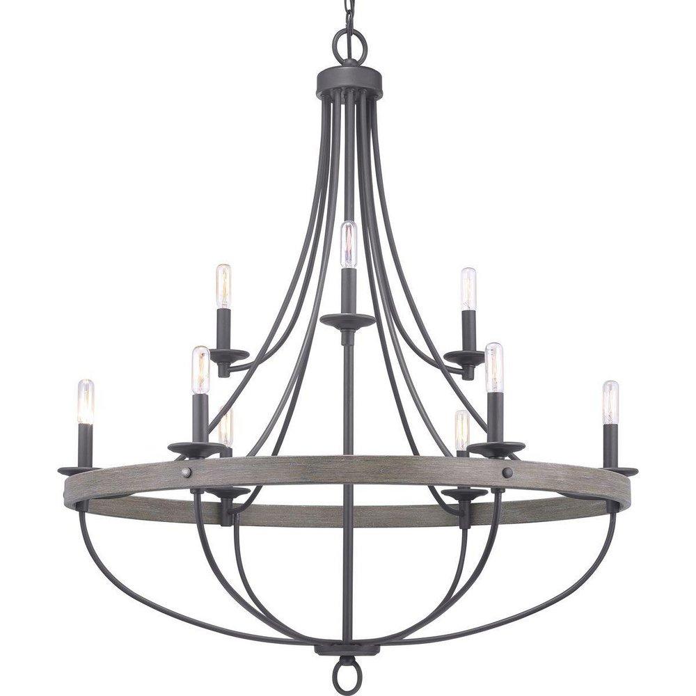Progress Lighting Graphite 60W 9-Light Candelabra E-12 Incandescent Chandelier 