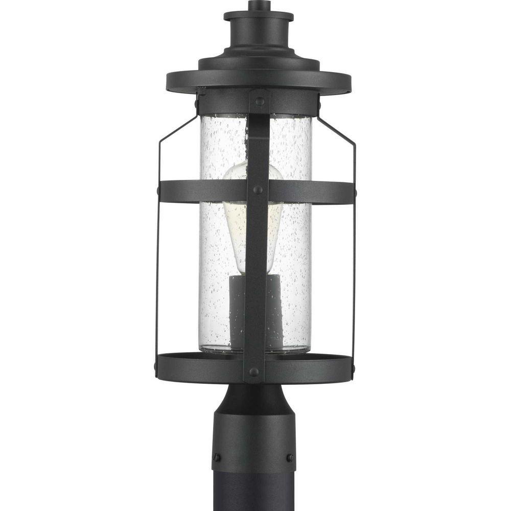 Progress Lighting Textured Black 1-Light Medium E-26 Incandescent Outdoor Post Lamp in Textured Black 