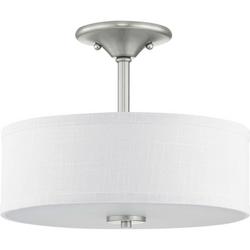 75W 2-Light Semi-Flush Mount Ceiling Fixture with Medium E-26 Base in Brushed Nickel