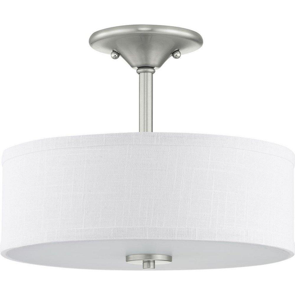 Progress Lighting Brushed Nickel 75W 2-Light Medium E-26 Incandescent Semi-Flush Mount Ceiling Fixture 