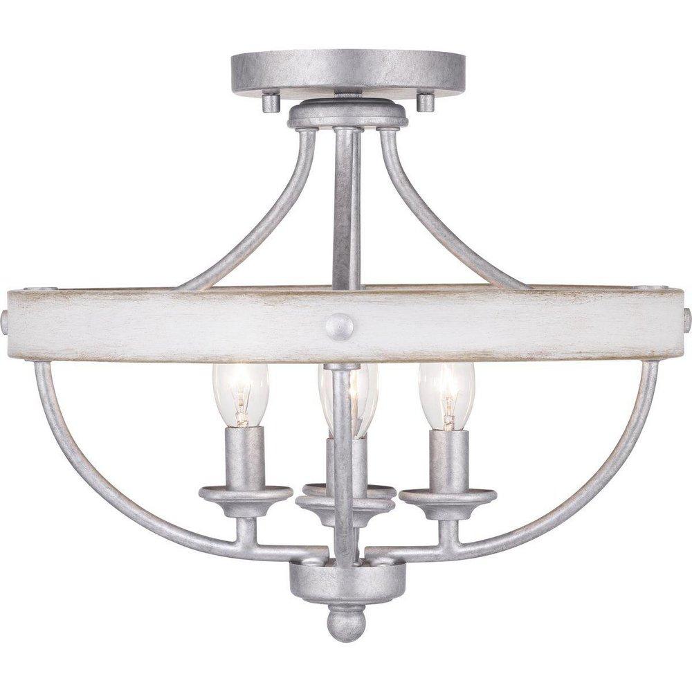 Progress Lighting Galvanized 60W 4-Light Candelabra Incandescent Semi-Flush Mount Ceiling Fixture 