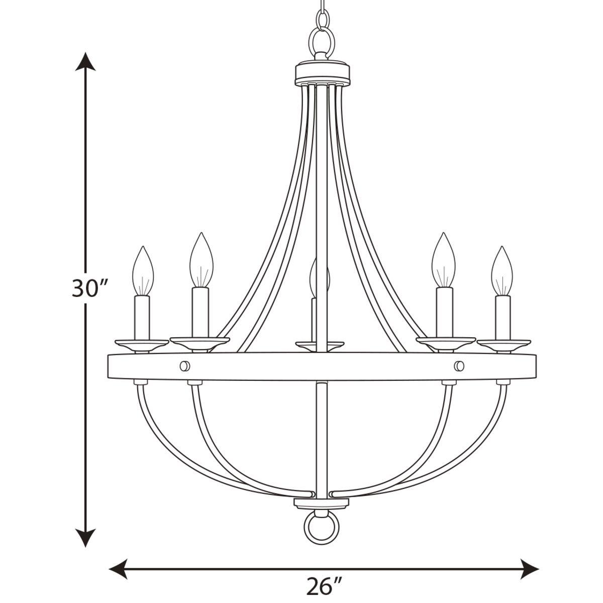 Progress Lighting Galvanized 60W 5-Light Candelabra E-12 Incandescent Chandelier 