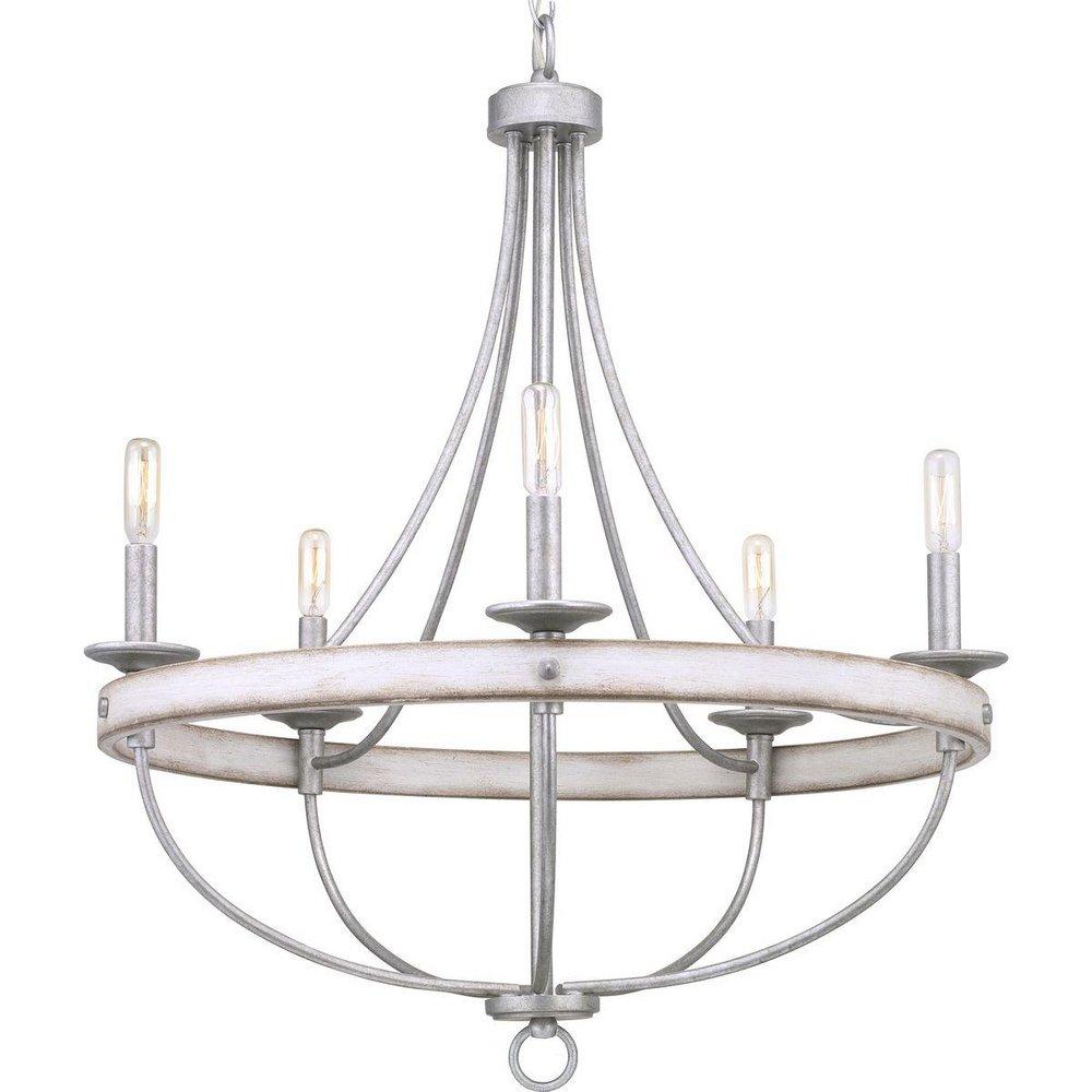 Progress Lighting Galvanized 60W 5-Light Candelabra E-12 Incandescent Chandelier 