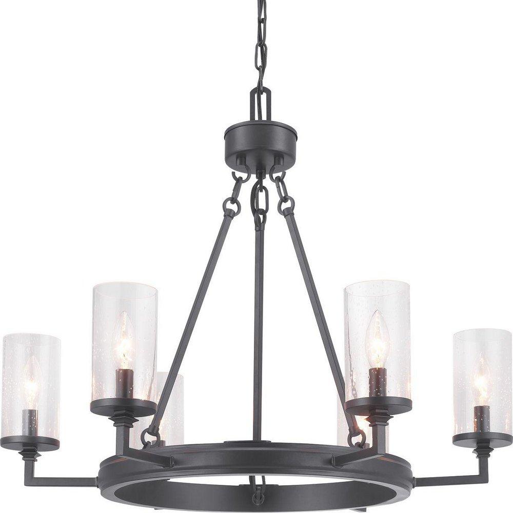 Progress Lighting Graphite 28 in. 60W 6-Light Candelabra E-12 Incandescent Chandelier 