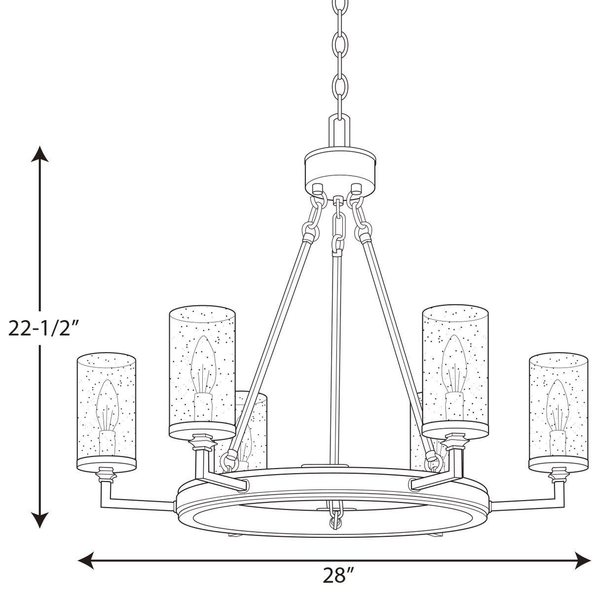 Progress Lighting Graphite 28 in. 60W 6-Light Candelabra E-12 Incandescent Chandelier 