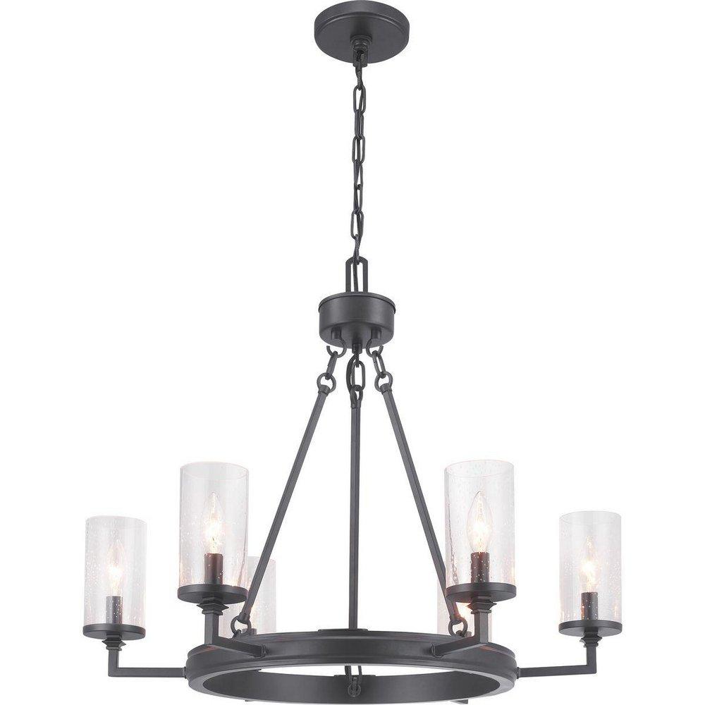 Progress Lighting Graphite 28 in. 60W 6-Light Candelabra E-12 Incandescent Chandelier 