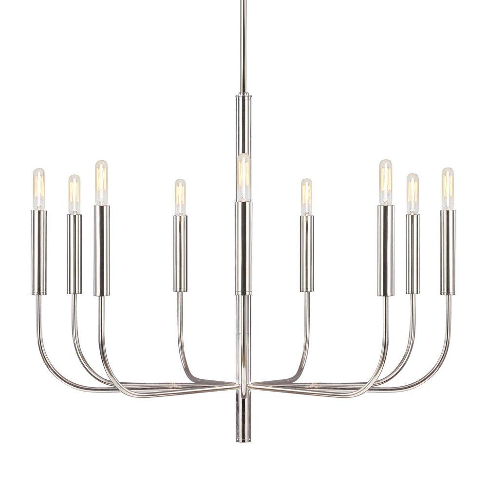 Visual Comfort & Co. Studio Polished Nickel 30 in. 60W 9-Light Candelabra E-12 Chandelier 
