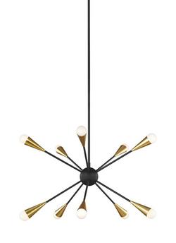 27-1/4 in. 60W 10-Light Candelabra E-12 Incandescent Chandelier in Midnight Black