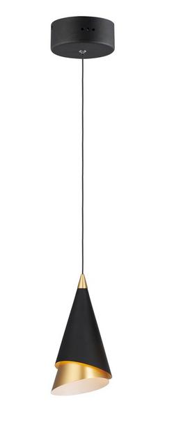 7W 1-Light Integrated LED Pendant Light in Black with Metallic Gold
