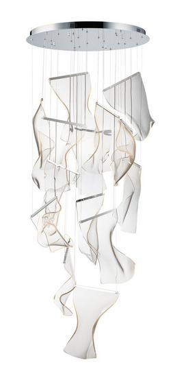 35W 14-Light Integrated LED Pendant Light in Polished Chrome