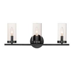 180W 3-Light Candelabra E-12 Incandescent Vanity Fixture in Black