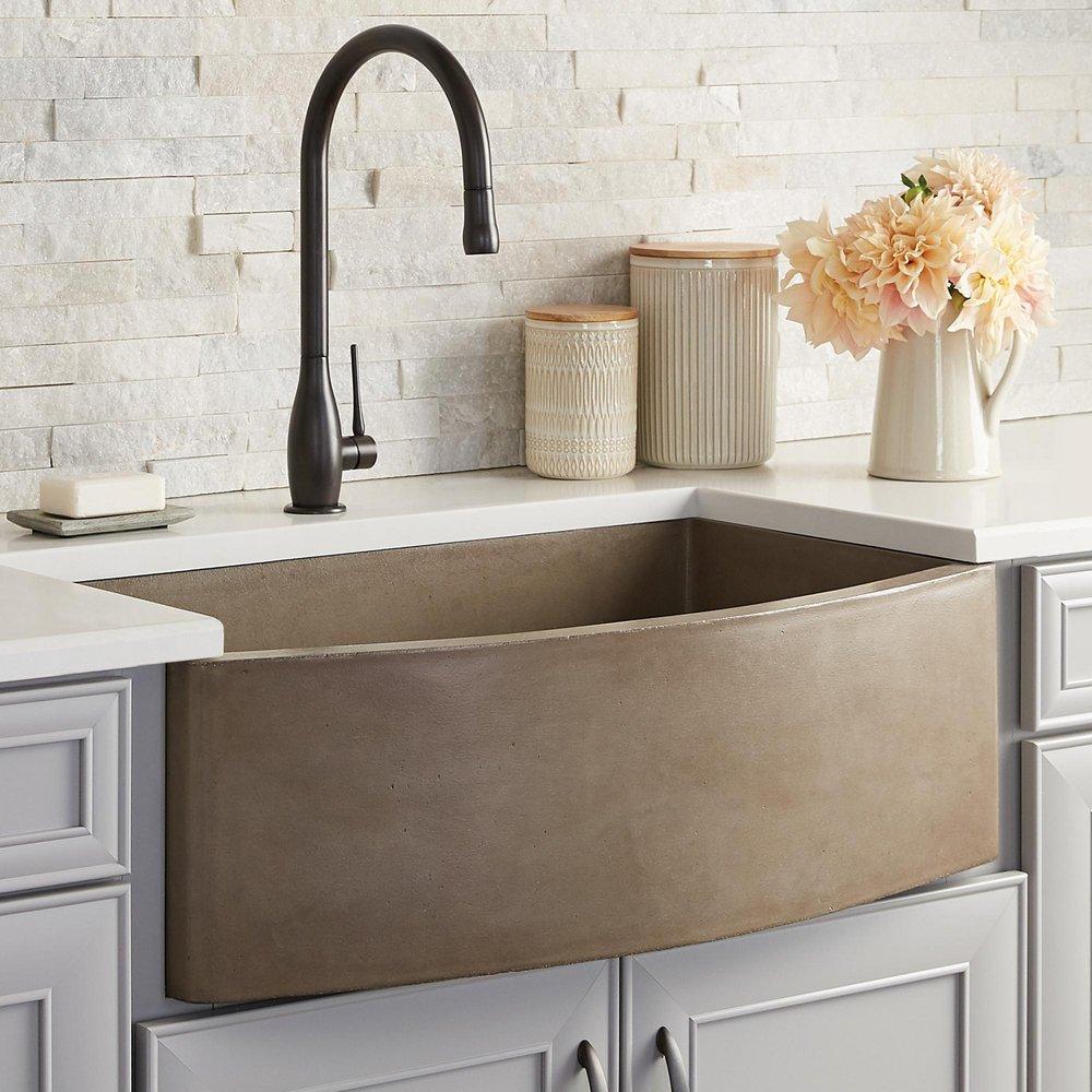 Native Trails Earth 33 x 20-1/2 in. Concrete Single Bowl Farmhouse Kitchen Sink 