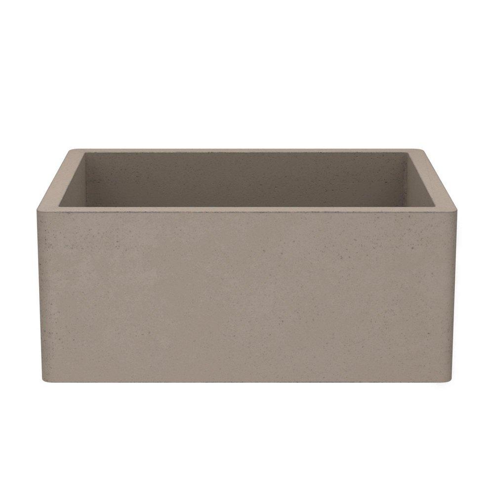 Native Trails Earth 24 x 18 in. No Hole Concrete 1 Bowl Farmhouse, Undermount and Apron Front Kitchen Sink 