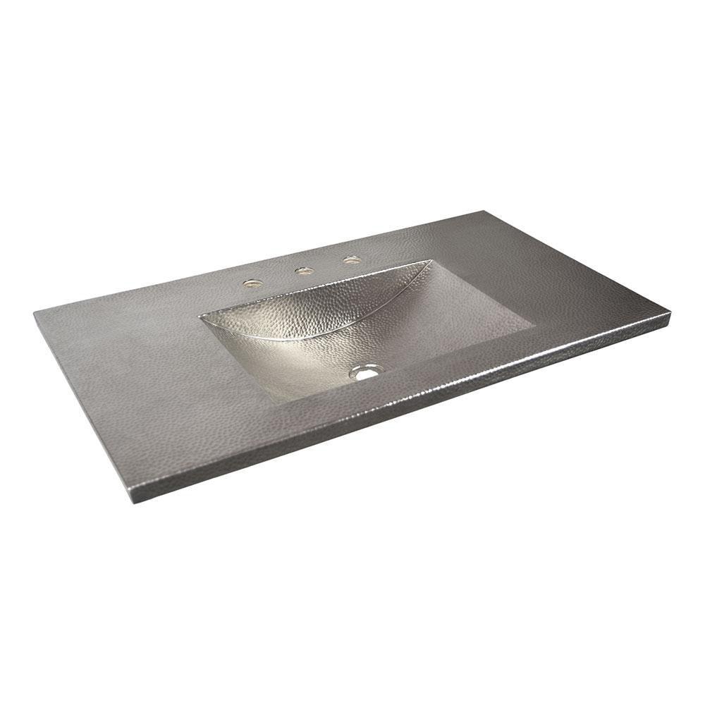 Native Trails Brushed Nickel 36-1/2 x 21-3/4 in. Single Bowl Copper Vanity Top 