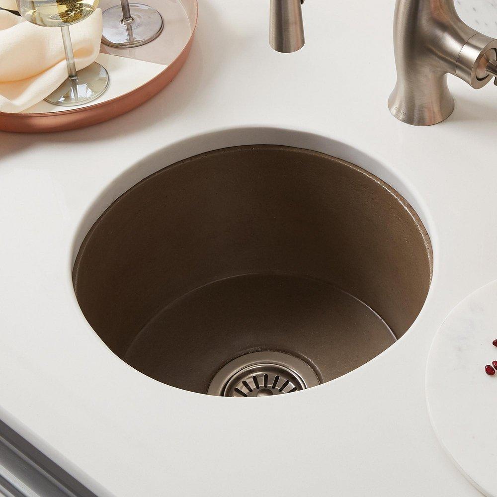 Native Trails Earth 16 x 16 in. No Hole Drop-in and Undermount NativeStone&reg; Bar Sink 