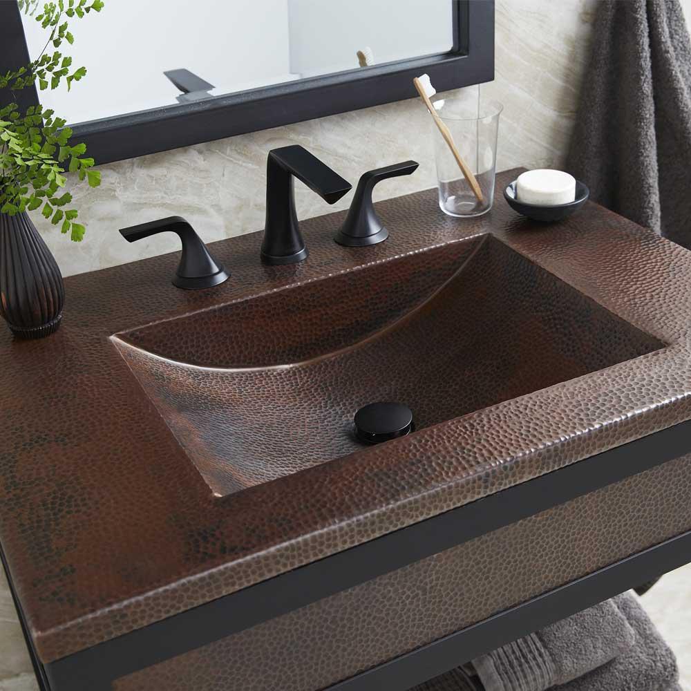 Native Trails Antique Copper 30-1/2 x 21-3/4 in. Single Bowl Copper Vanity Top 