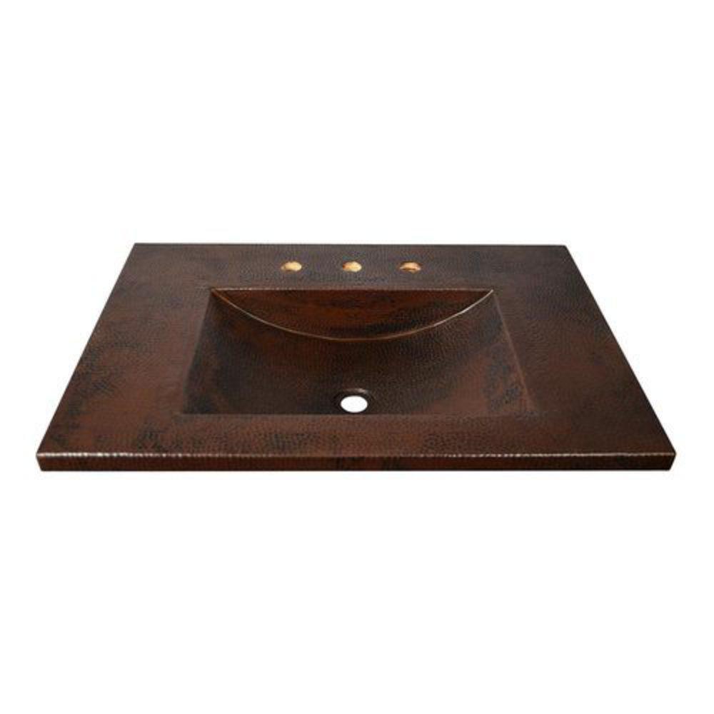 Native Trails Antique 30-1/2 x 21-3/4 in. Single Bowl Copper Vanity Top 