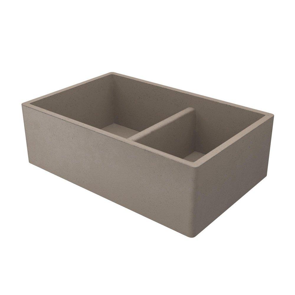 Native Trails Earth 33 x 21 in. Concrete Double Bowl Farmhouse Kitchen Sink 